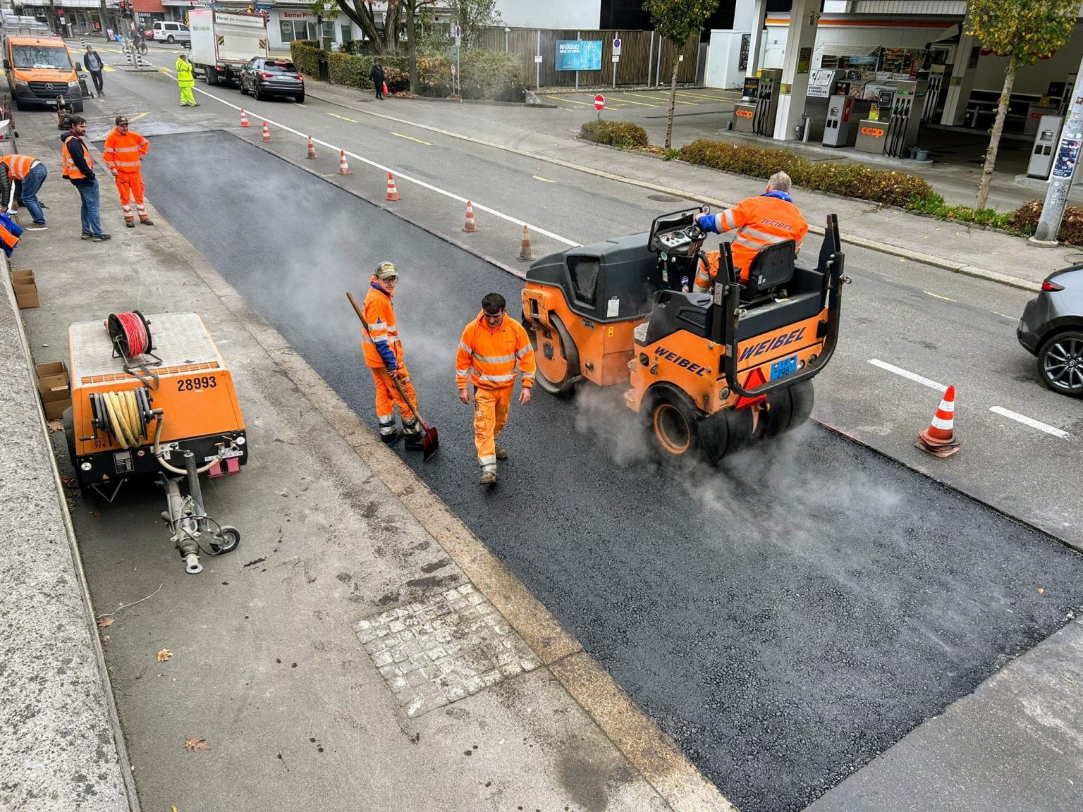 Heavy-duty bus stop in Switzerland